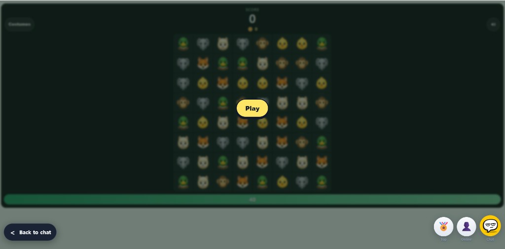 A small arcade game inside Bored People Chat for quiet periods